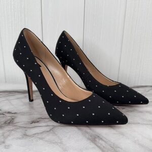 White House Black Market Olivia Black Ecru Polka Dot Pumps